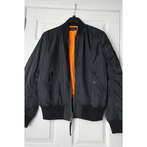 PacSun Black Bomber Jacket MA-1 Style Orange Lining